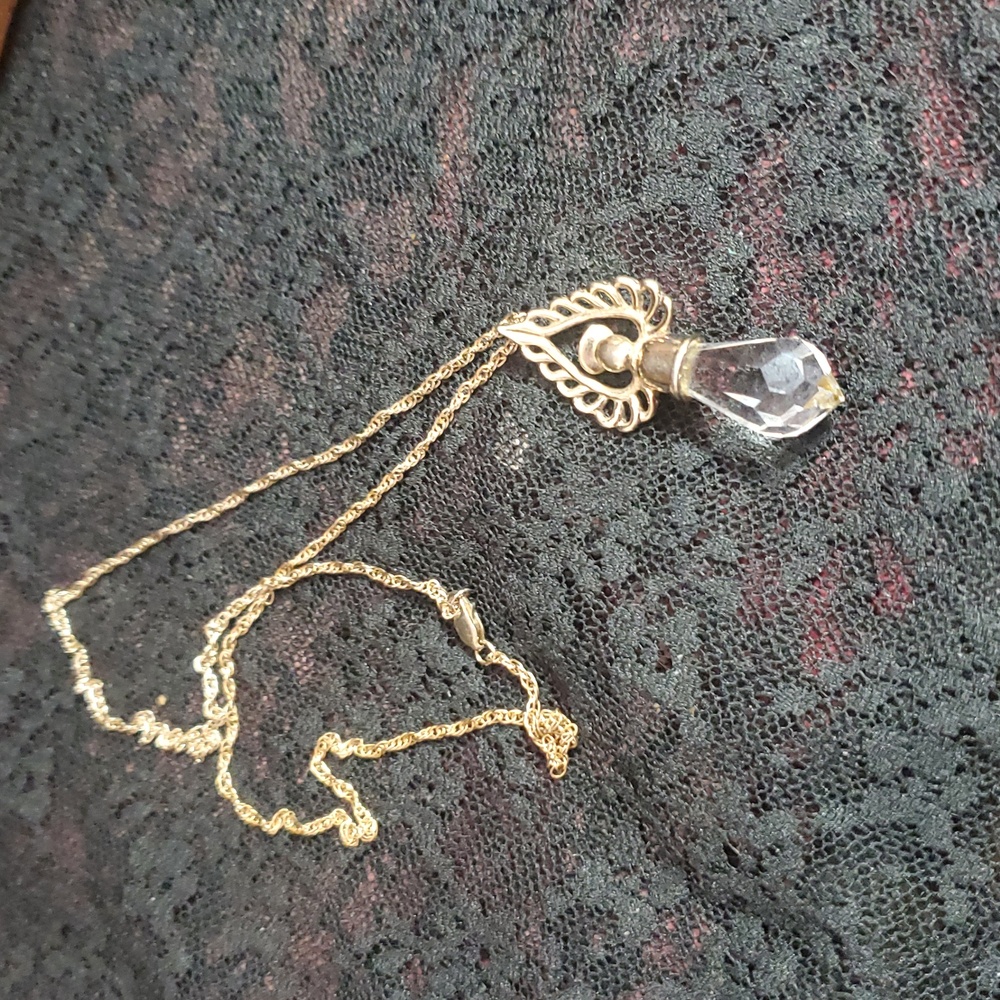 Elegant sterling Lenox Angel Necklace with Crystal Pendant and Filigree JL